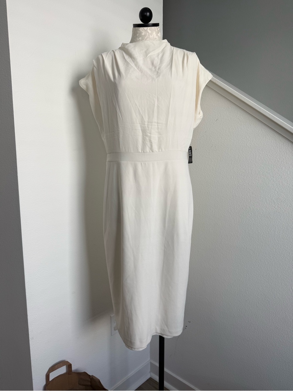 NWT Express White Mock Neck Midi Dress Size Large Bridal Party Spring Summer New